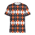 Halloween Themed Argyle Pattern Print Men's Athletic T-Shirt