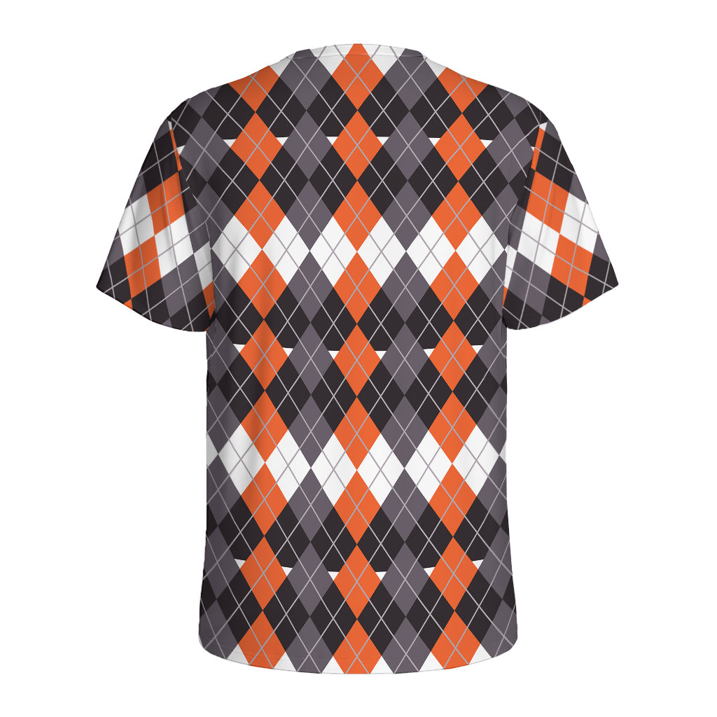 Halloween Themed Argyle Pattern Print Men's Sports T-Shirt
