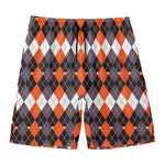 Halloween Themed Argyle Pattern Print Men's Swim Trunks