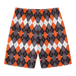 Halloween Themed Argyle Pattern Print Men's Swim Trunks