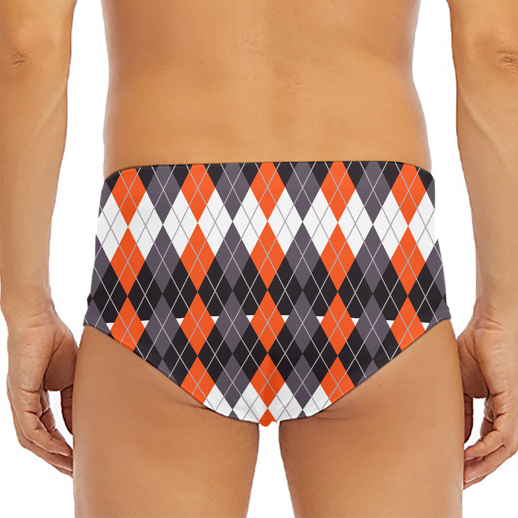 Halloween Themed Argyle Pattern Print Men's Triangle Swim Briefs