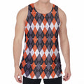 Halloween Themed Argyle Pattern Print Men's Velvet Tank Top