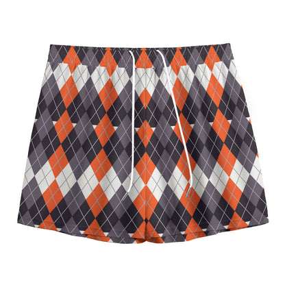 Halloween Themed Argyle Pattern Print Mesh Shorts