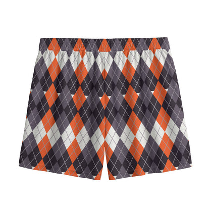 Halloween Themed Argyle Pattern Print Mesh Shorts