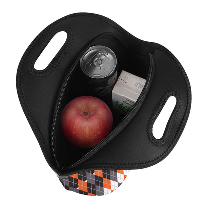 Halloween Themed Argyle Pattern Print Neoprene Lunch Bag
