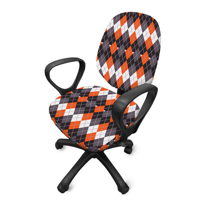 Halloween Themed Argyle Pattern Print Office Chair Cover