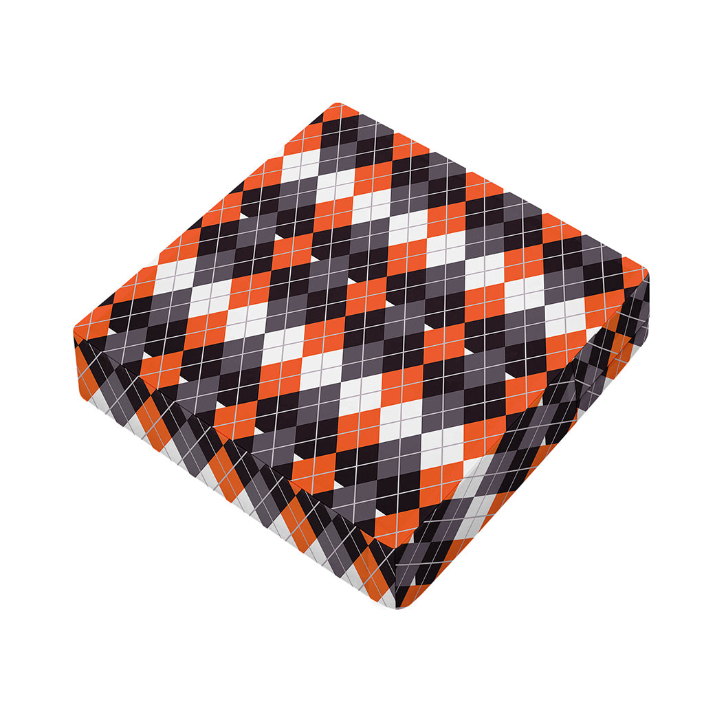 Halloween Themed Argyle Pattern Print Outdoor Seat Cushion Cover