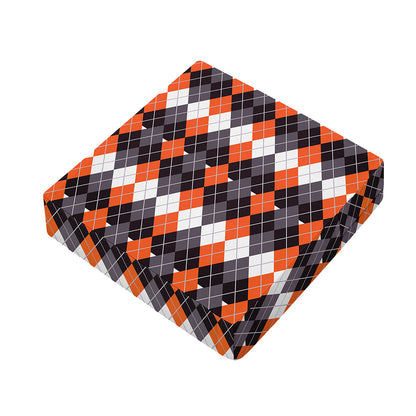 Halloween Themed Argyle Pattern Print Outdoor Seat Cushion Cover