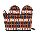 Halloween Themed Argyle Pattern Print Oven Mitts