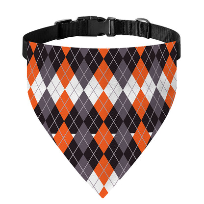 Halloween Themed Argyle Pattern Print Over The Collar Dog Bandana
