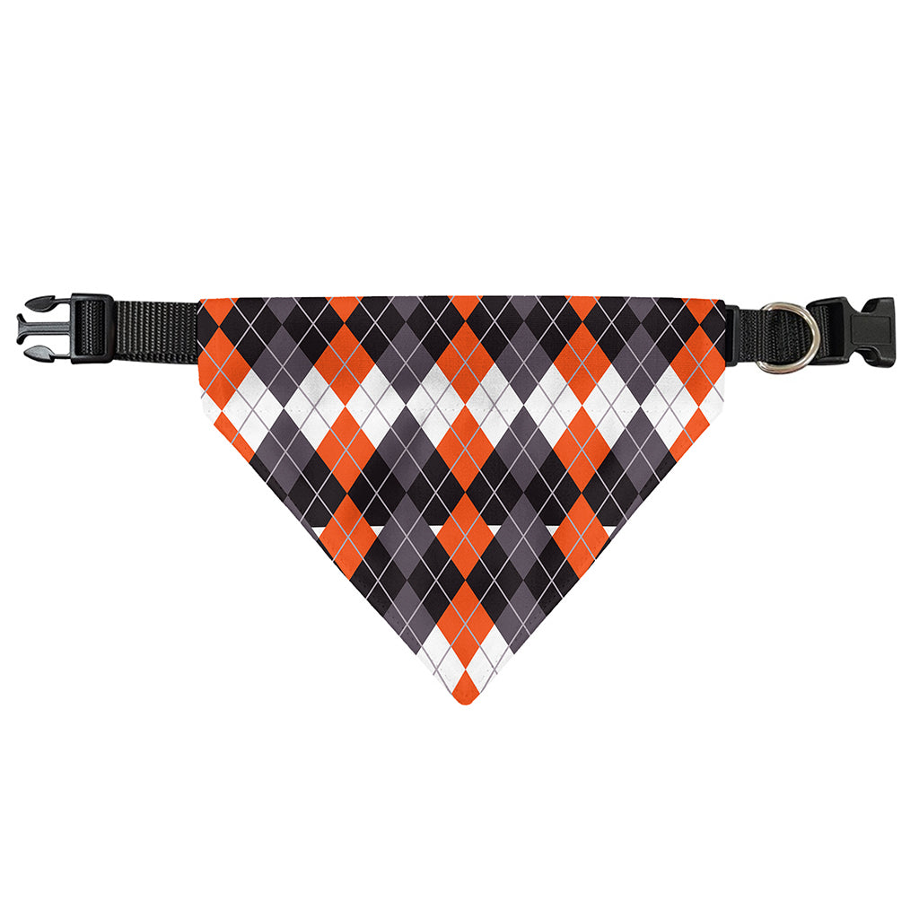 Halloween Themed Argyle Pattern Print Over The Collar Dog Bandana