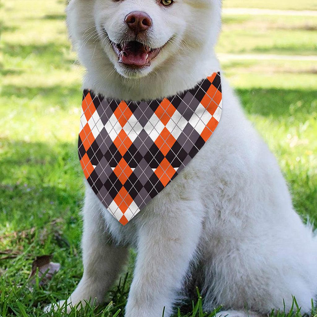 Halloween Themed Argyle Pattern Print Over The Collar Dog Bandana