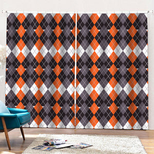 Halloween Themed Argyle Pattern Print Pencil Pleat Curtains