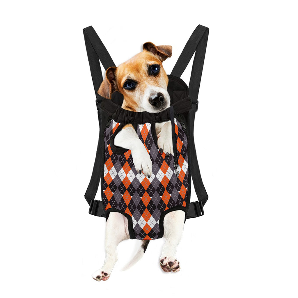 Halloween Themed Argyle Pattern Print Pet Carrier Backpack