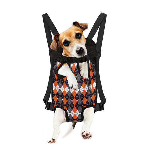 Halloween Themed Argyle Pattern Print Pet Carrier Backpack