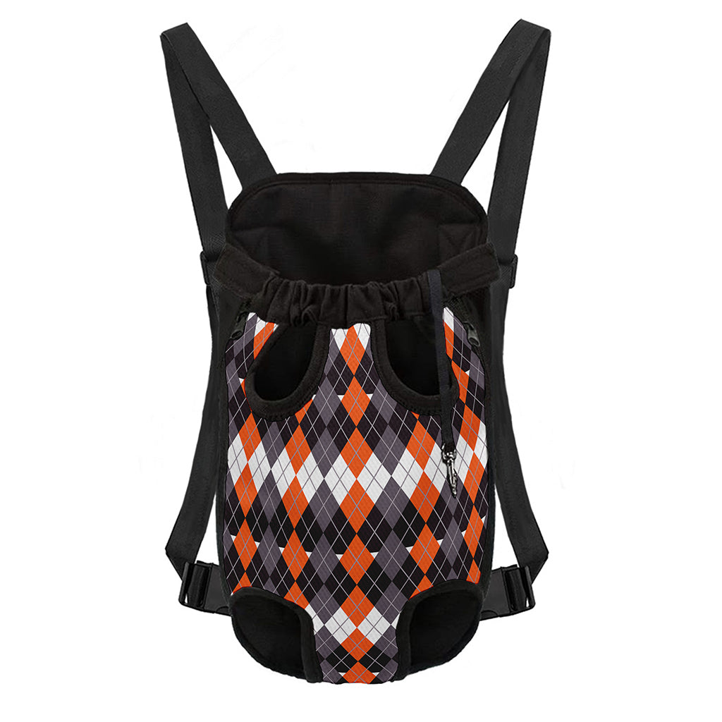 Halloween Themed Argyle Pattern Print Pet Carrier Backpack