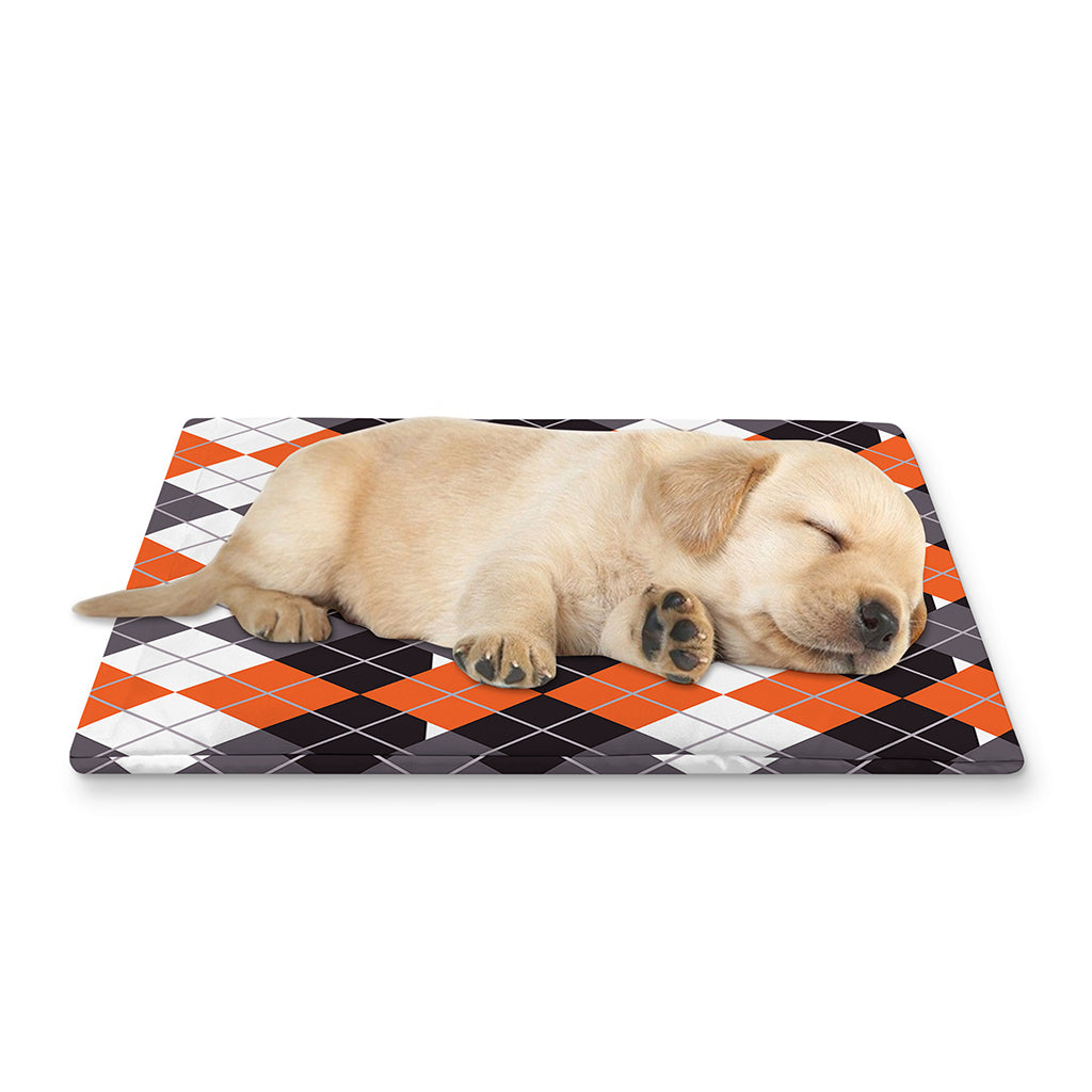 Halloween Themed Argyle Pattern Print Pet Cooling Mat Cover