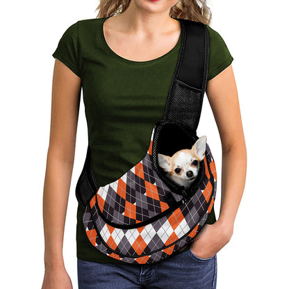 Halloween Themed Argyle Pattern Print Pet Sling Carrier