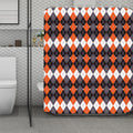 Halloween Themed Argyle Pattern Print Polyester Shower Curtain