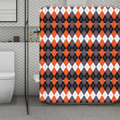 Halloween Themed Argyle Pattern Print Polyester Shower Curtain