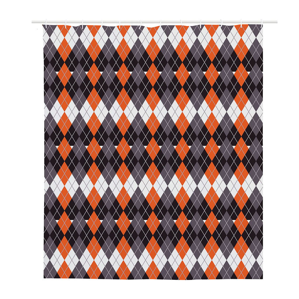 Halloween Themed Argyle Pattern Print Polyester Shower Curtain