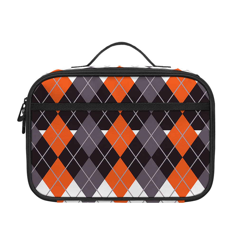 Halloween Themed Argyle Pattern Print Portable Lunch Bag