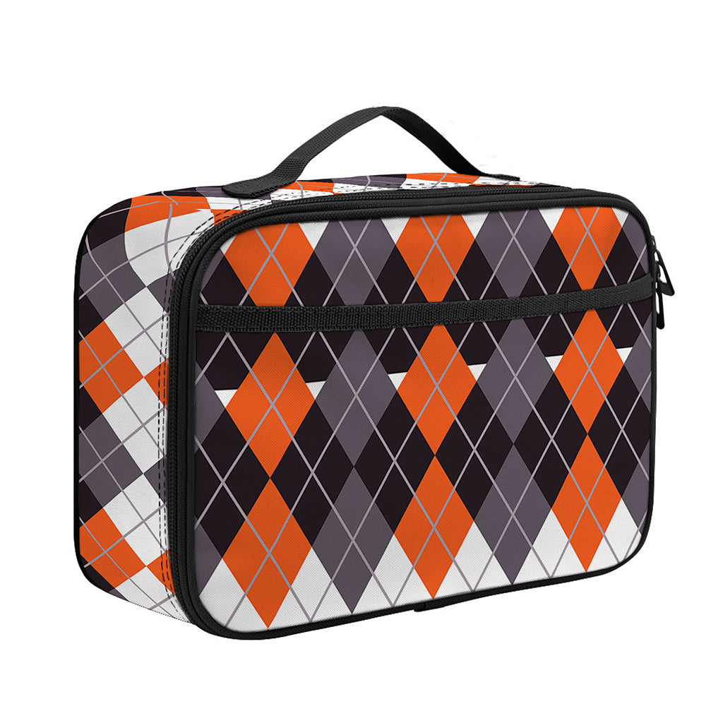 Halloween Themed Argyle Pattern Print Portable Lunch Bag