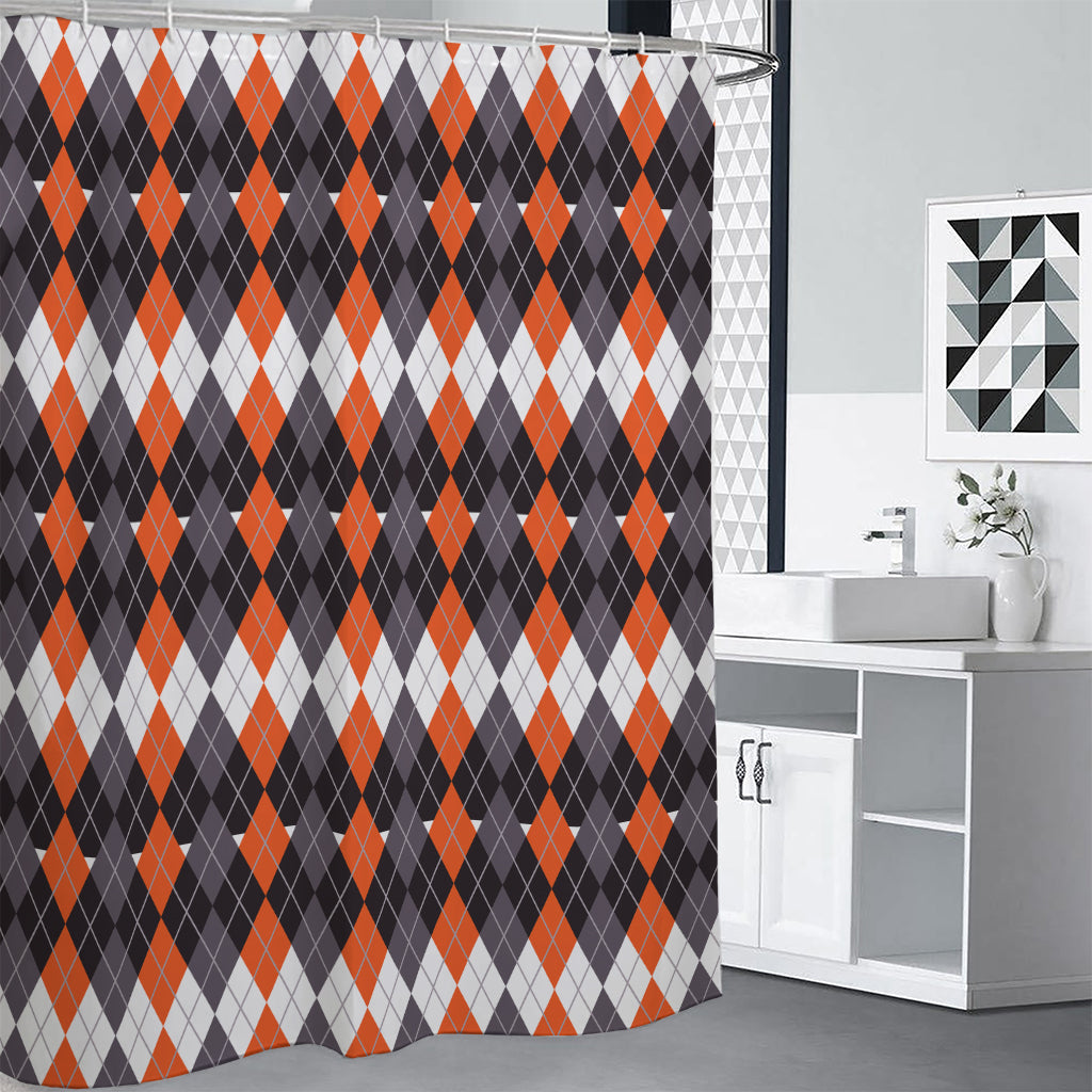 Halloween Themed Argyle Pattern Print Premium Shower Curtain