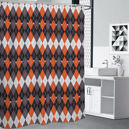 Halloween Themed Argyle Pattern Print Premium Shower Curtain