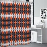 Halloween Themed Argyle Pattern Print Premium Shower Curtain