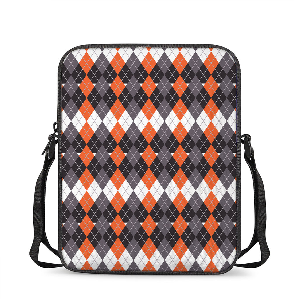 Halloween Themed Argyle Pattern Print Rectangular Crossbody Bag