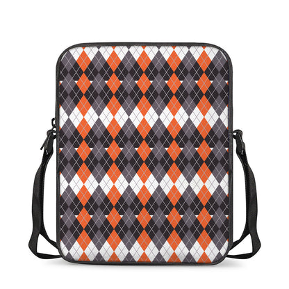 Halloween Themed Argyle Pattern Print Rectangular Crossbody Bag