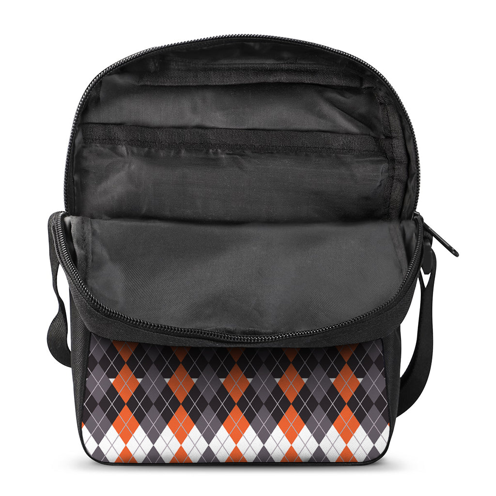 Halloween Themed Argyle Pattern Print Rectangular Crossbody Bag