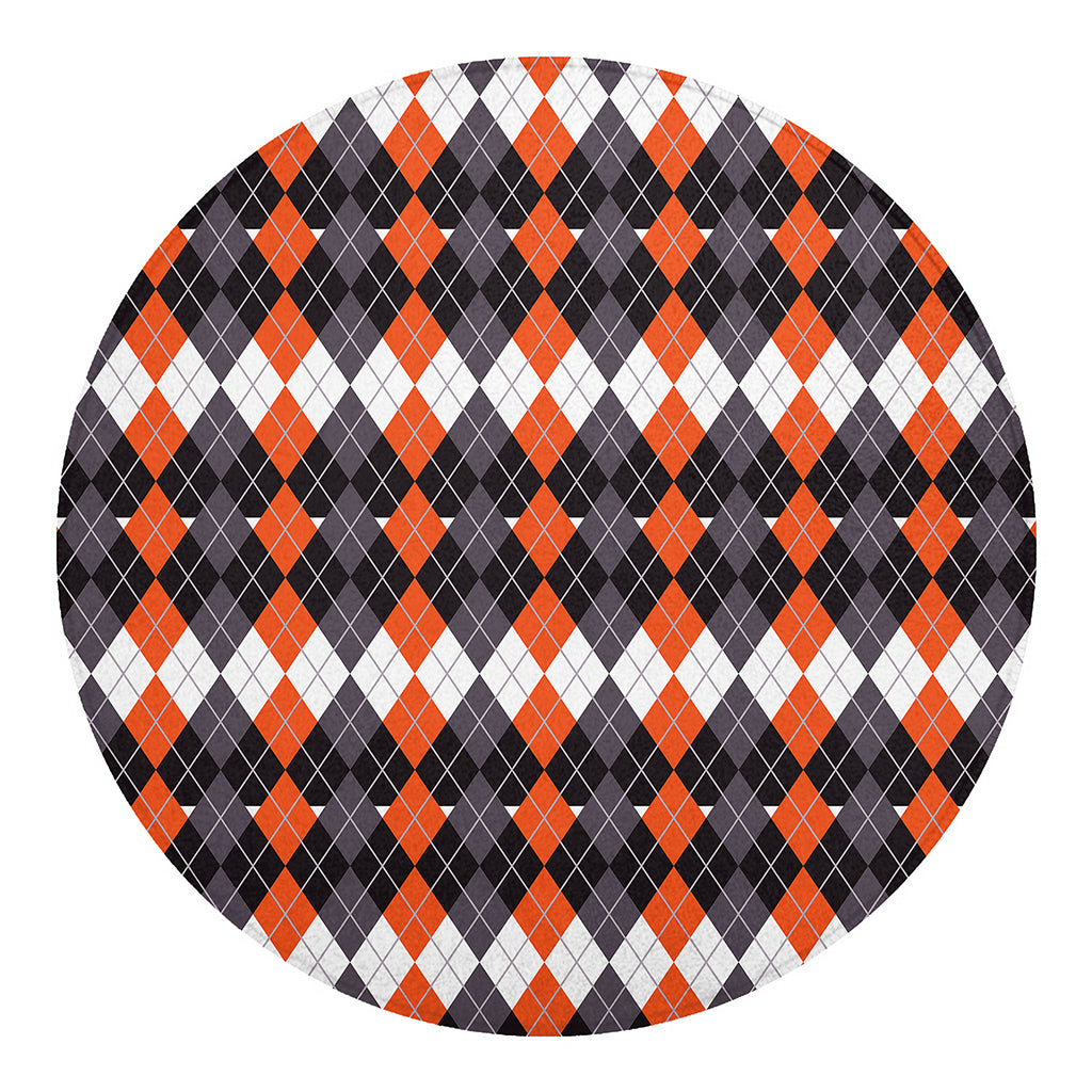Halloween Themed Argyle Pattern Print Round Blanket