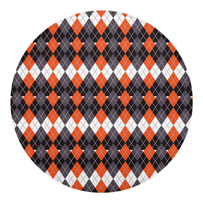 Halloween Themed Argyle Pattern Print Round Blanket