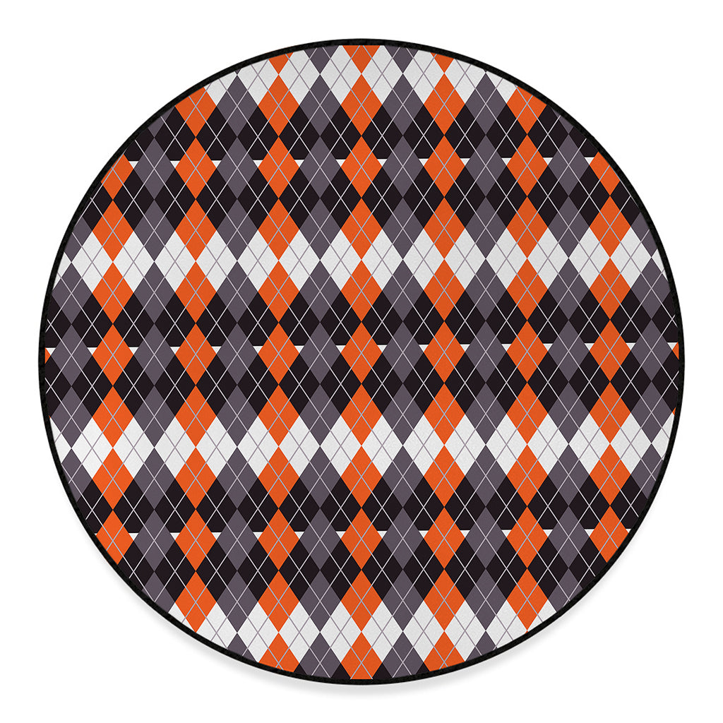 Halloween Themed Argyle Pattern Print Round Floor Mat