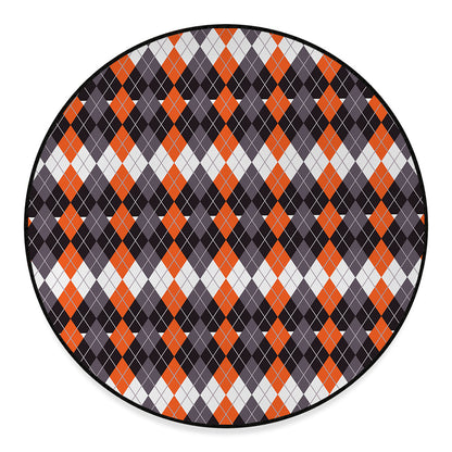 Halloween Themed Argyle Pattern Print Round Floor Mat