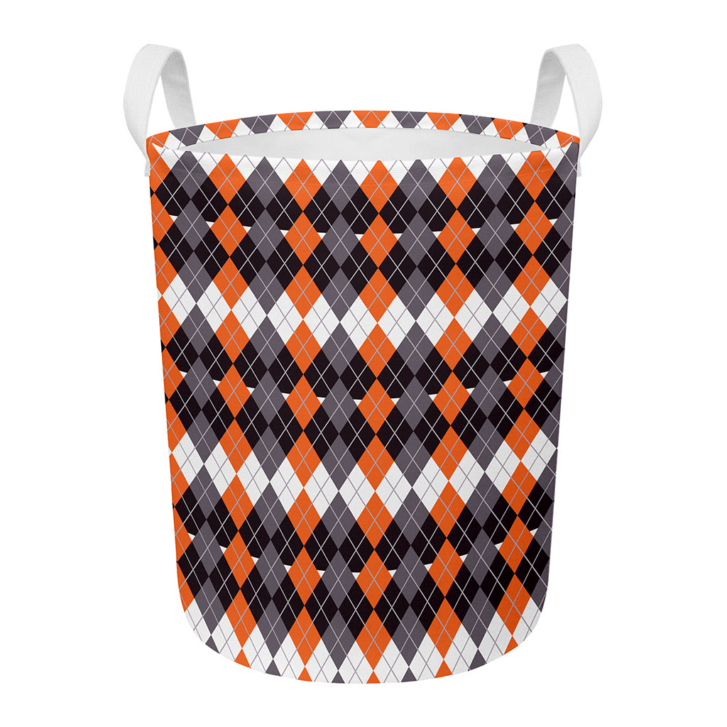 Halloween Themed Argyle Pattern Print Round Laundry Basket