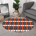 Halloween Themed Argyle Pattern Print Round Rug