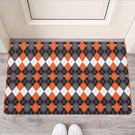 Halloween Themed Argyle Pattern Print Rubber Doormat