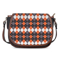 Halloween Themed Argyle Pattern Print Saddle Bag