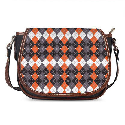 Halloween Themed Argyle Pattern Print Saddle Bag