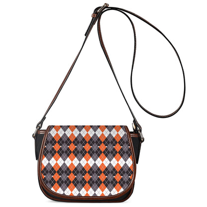 Halloween Themed Argyle Pattern Print Saddle Bag