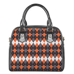 Halloween Themed Argyle Pattern Print Shoulder Handbag