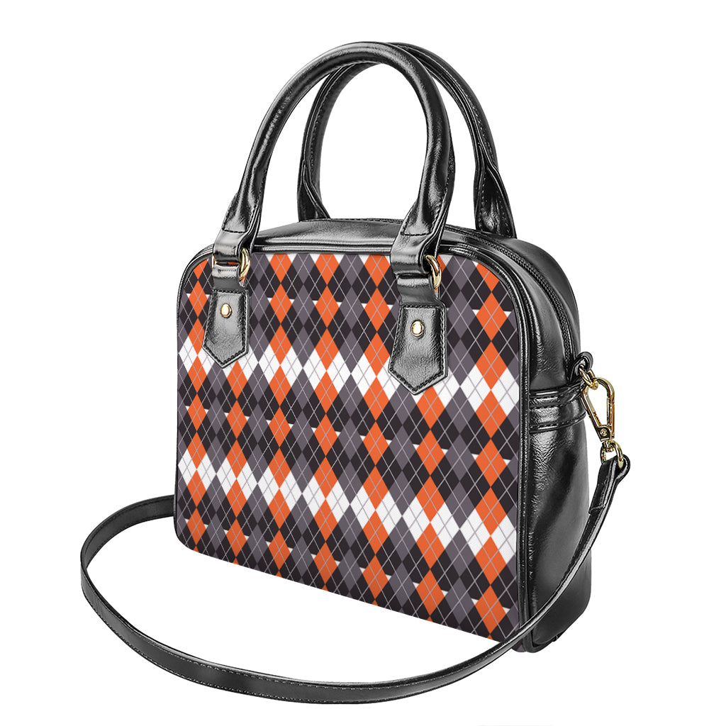 Halloween Themed Argyle Pattern Print Shoulder Handbag