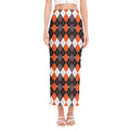 Halloween Themed Argyle Pattern Print Side Slit Maxi Skirt