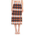 Halloween Themed Argyle Pattern Print Side Slit Midi Skirt
