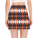 Halloween Themed Argyle Pattern Print Side Slit Mini Skirt