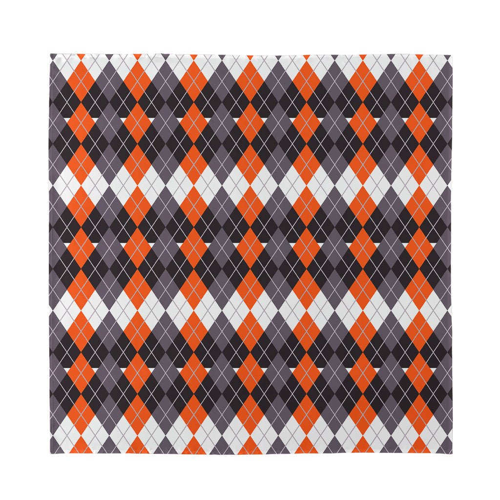 Halloween Themed Argyle Pattern Print Silk Bandana