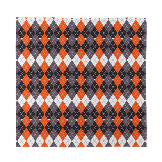 Halloween Themed Argyle Pattern Print Silk Bandana